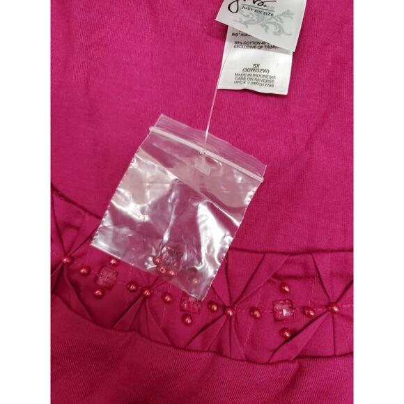 Jms Just My Size Blouse Top Women's Plus Size 5X Pink Rhinestone Neck New NWT - Picture 4 of 10